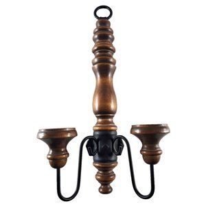 Vintage Wood Wall Decor Taper Candle Holder Retro Farmhouse Country Rustic